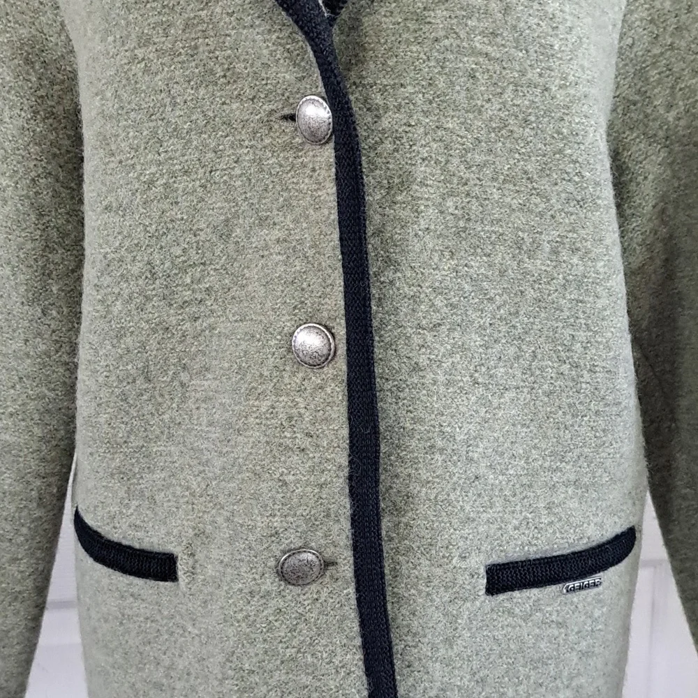 Vintage Geiger Collections Size 40 Pure New Wool Chunky Cardigan Jacket Sweater - Picture 4 of 11